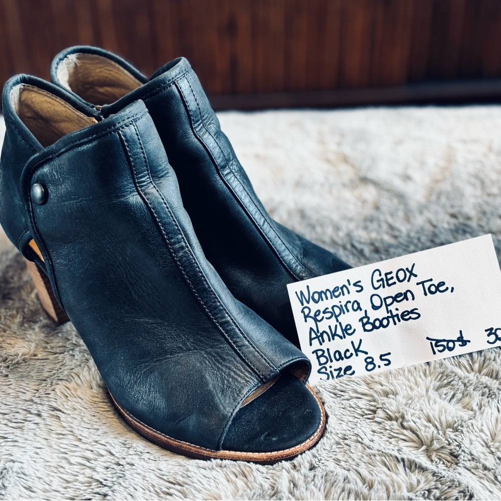 Geox Women's Black Open Toe Ankle Booties